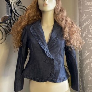 LOFT Size 0 Flutter Denim Jacket